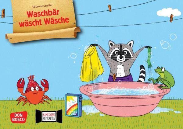 Waschbär wäscht Wäsche